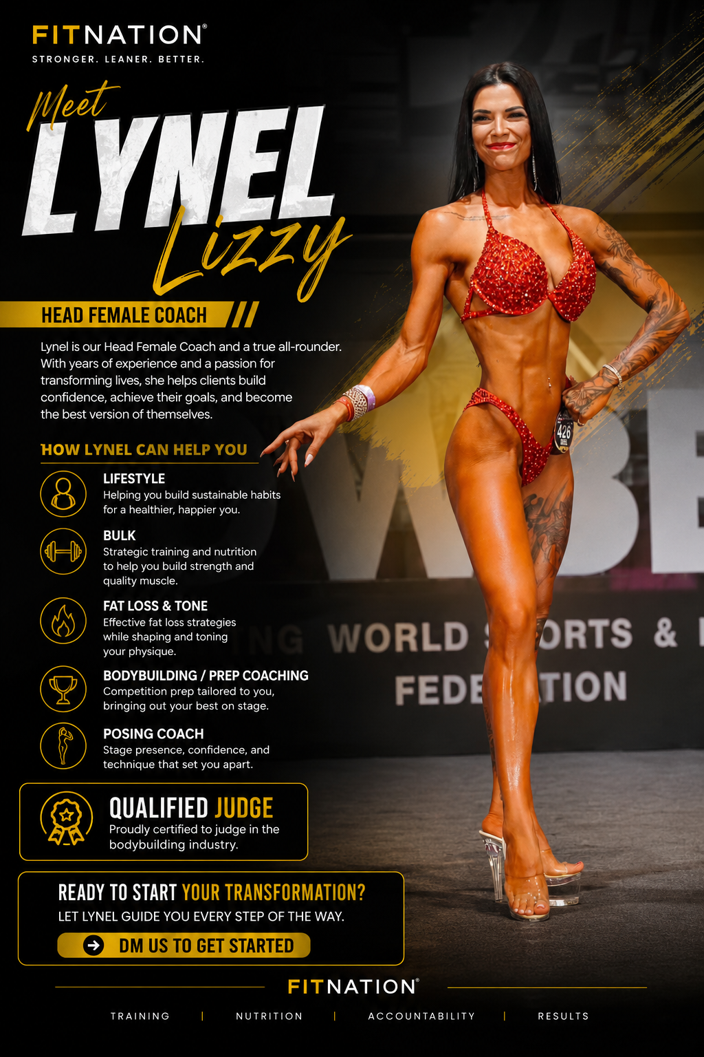 Lizzy, FitNation Head Female Coach and national judge