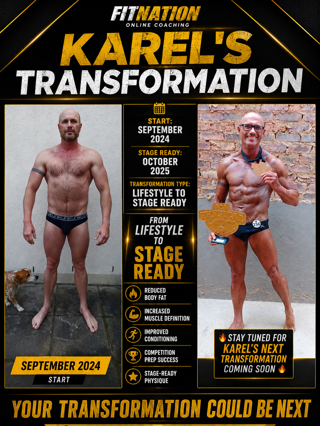 Karel's transformation: lifestyle to stage ready